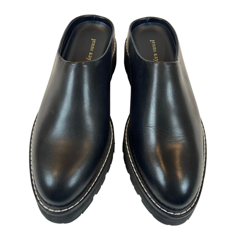 Jenni Kayne Leather Lug Mule Black Chunky  Shoes Size 40 / US 10